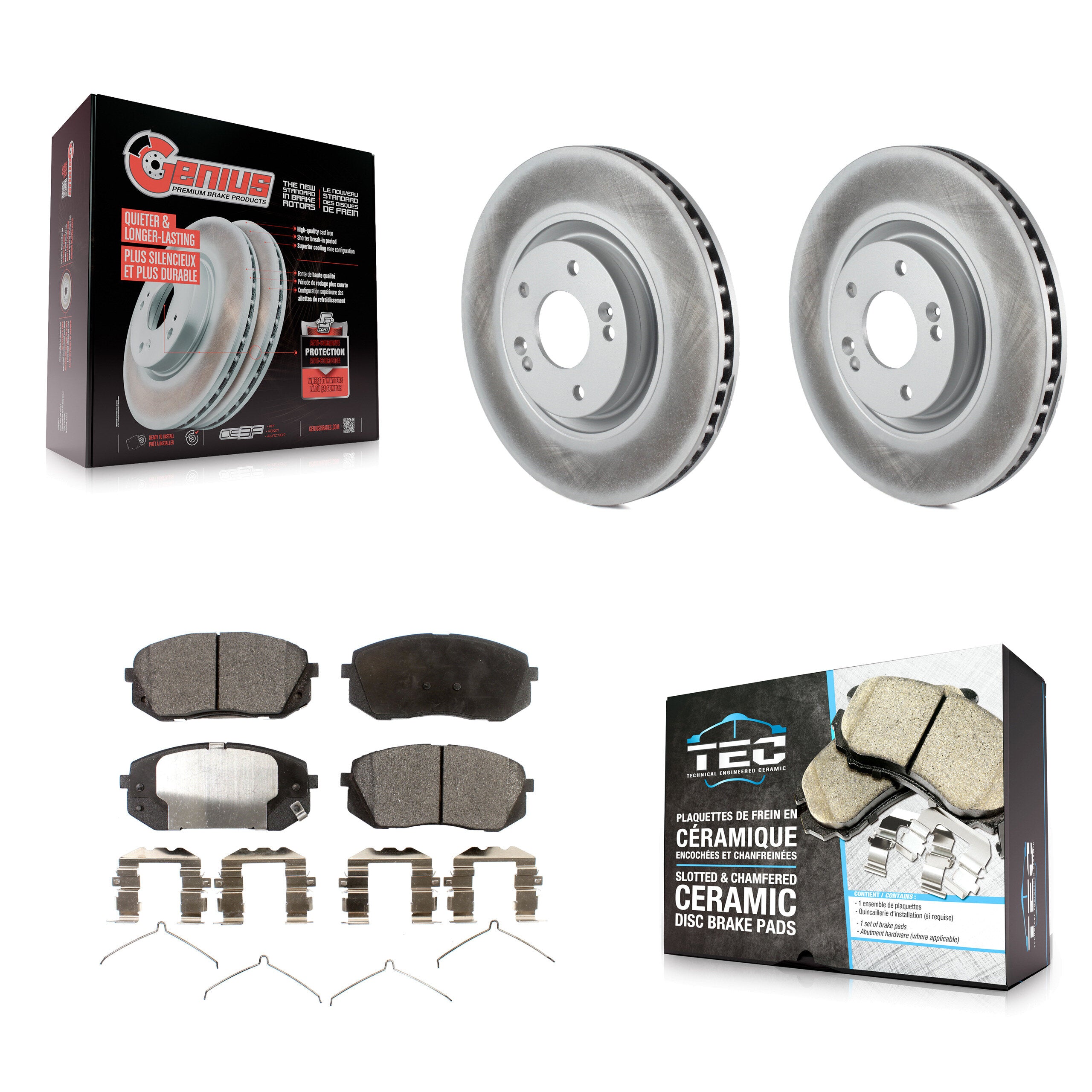 Front Coated Brake Rotor & Ceramic Pad Kit For Kia Optima With 320mm Diameter KGT-104328