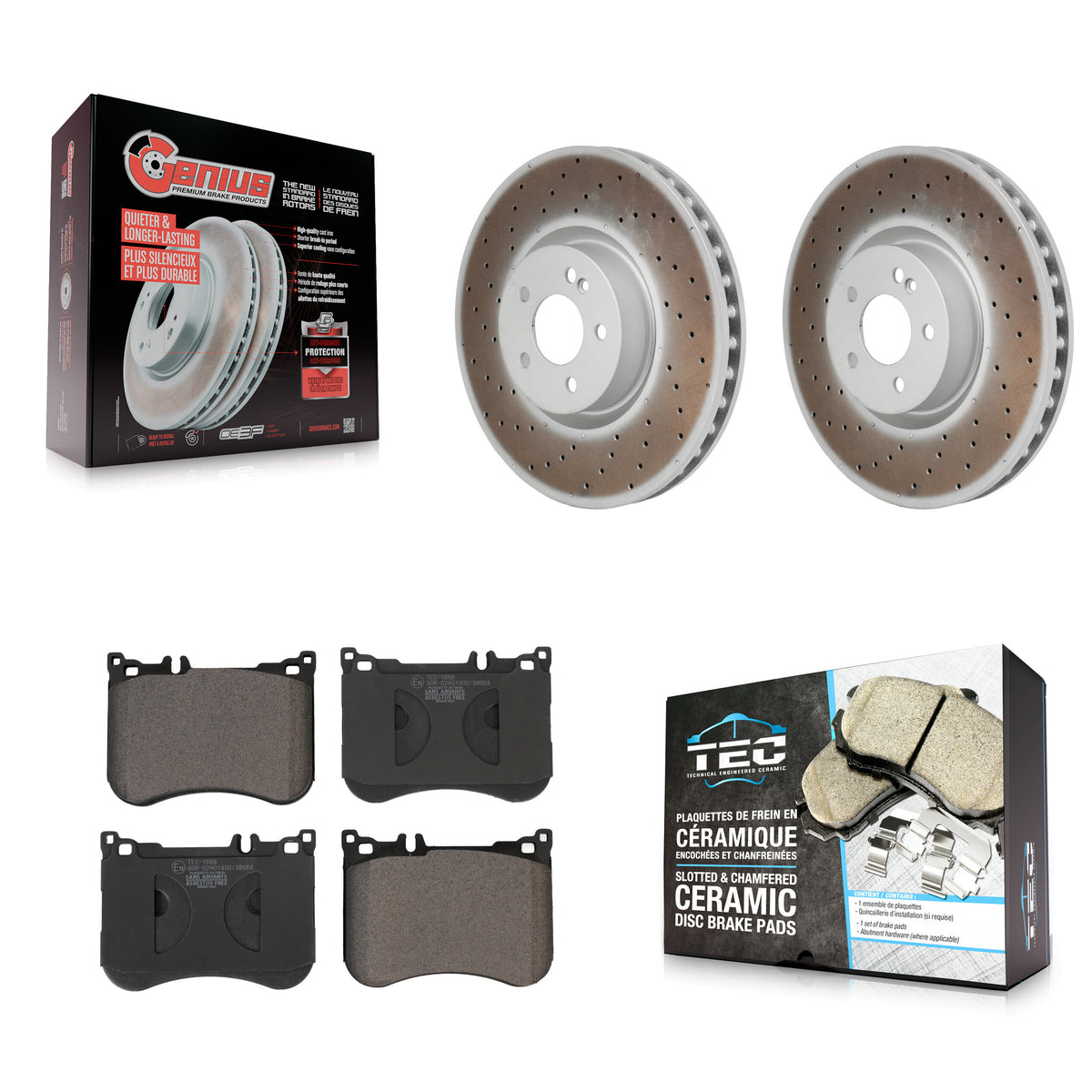 Front Coated Disc Brake Rotors And Ceramic Pads Kit For Mercedes-Benz E53 AMG KGT-104330
