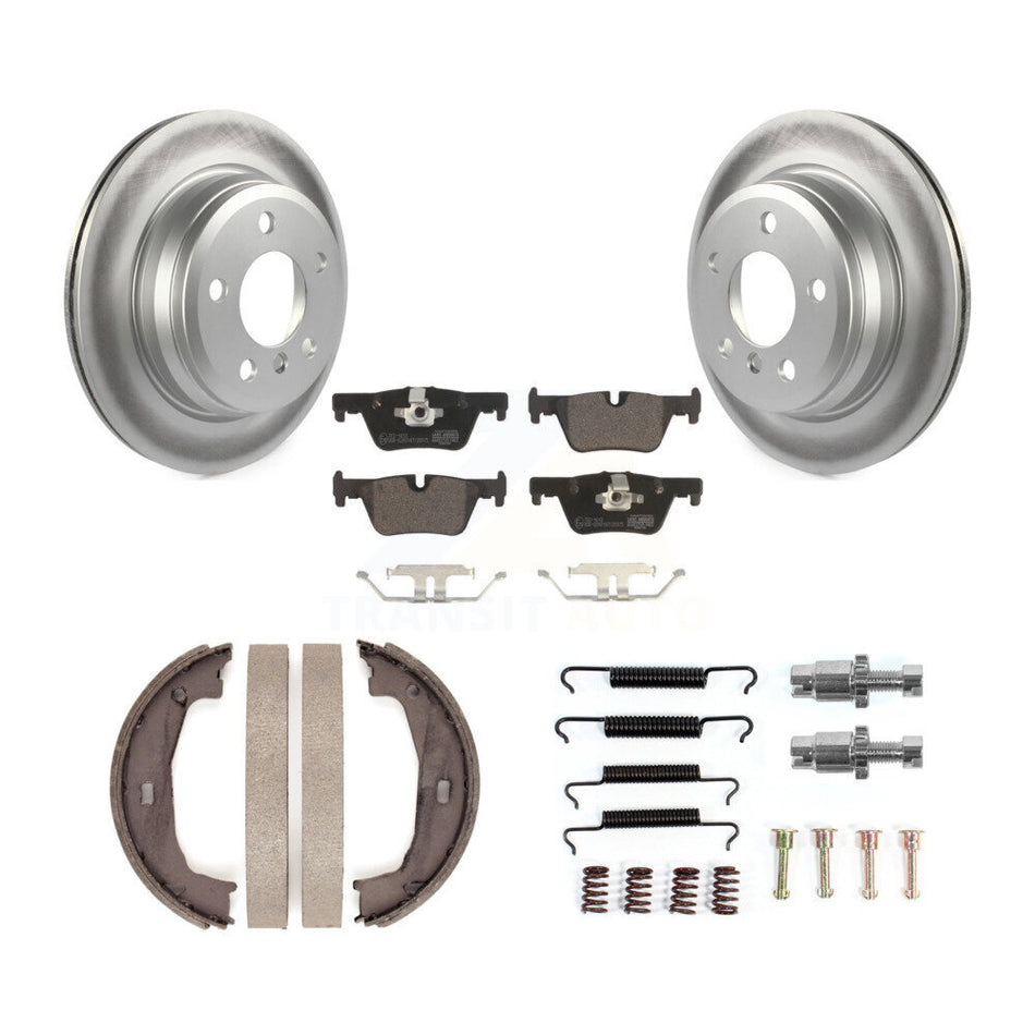 Rear Disc Coated Rotors Ceramic Pads Parking Brake Shoes Hardware Kit For BMW 428i xDrive KGT-104336