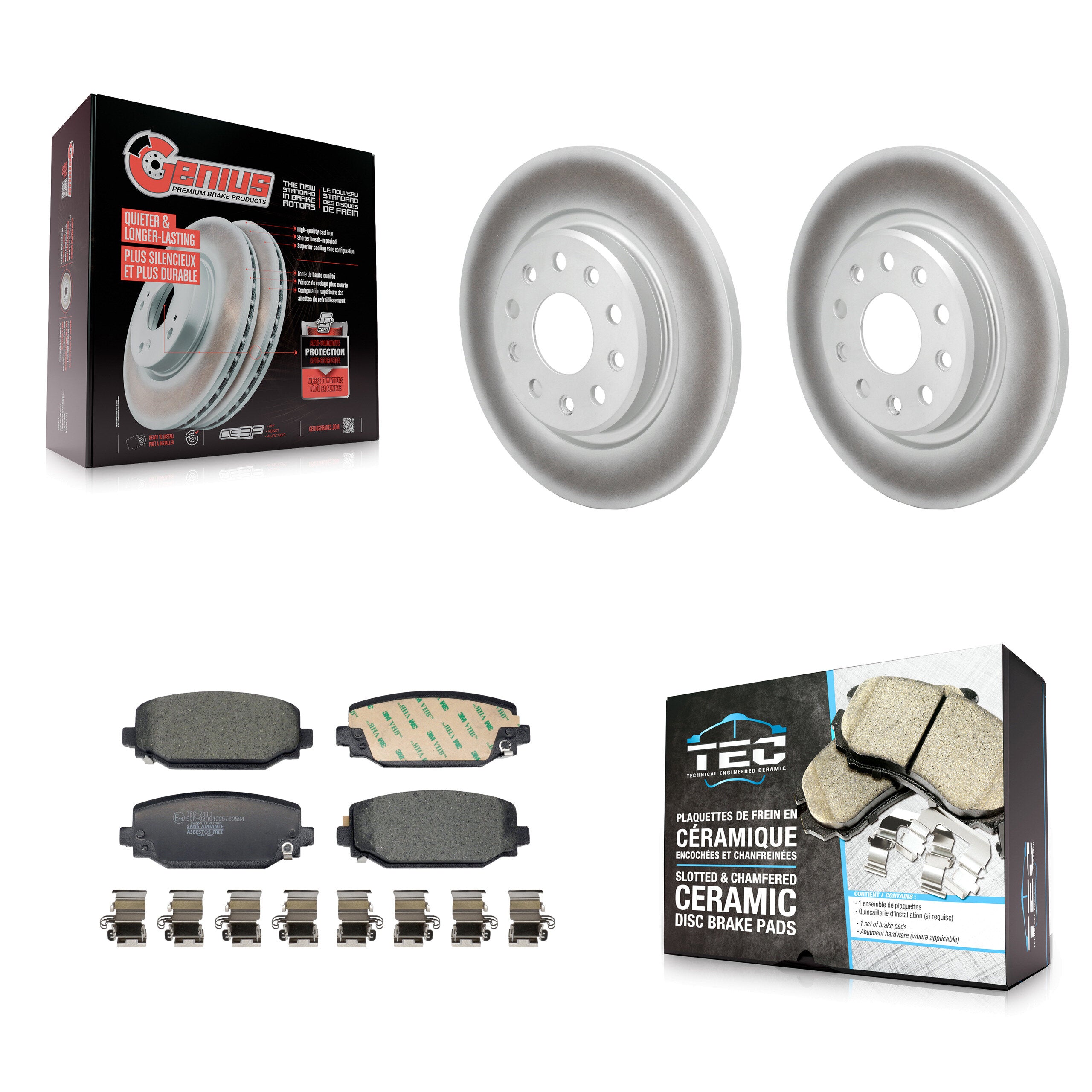 Rear Coated Brake Rotors Ceramic Pad Kit For Jeep Grand Cherokee L With Solid KGT-104347