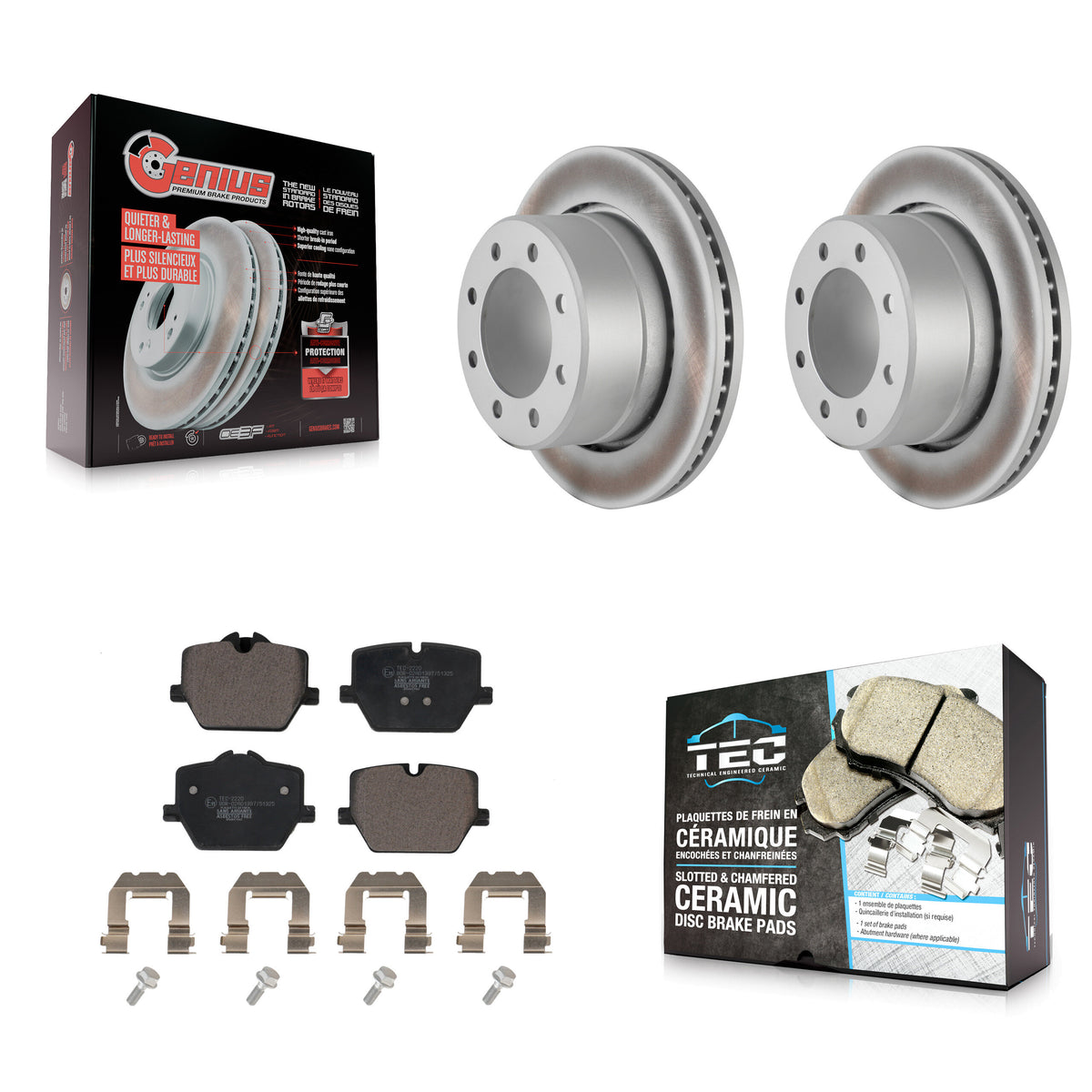 Rear Coat Disc Brake Rotor Ceramic Pad Kit For 2023-2024 Ram 3500 With Single Wheels KGT-104352