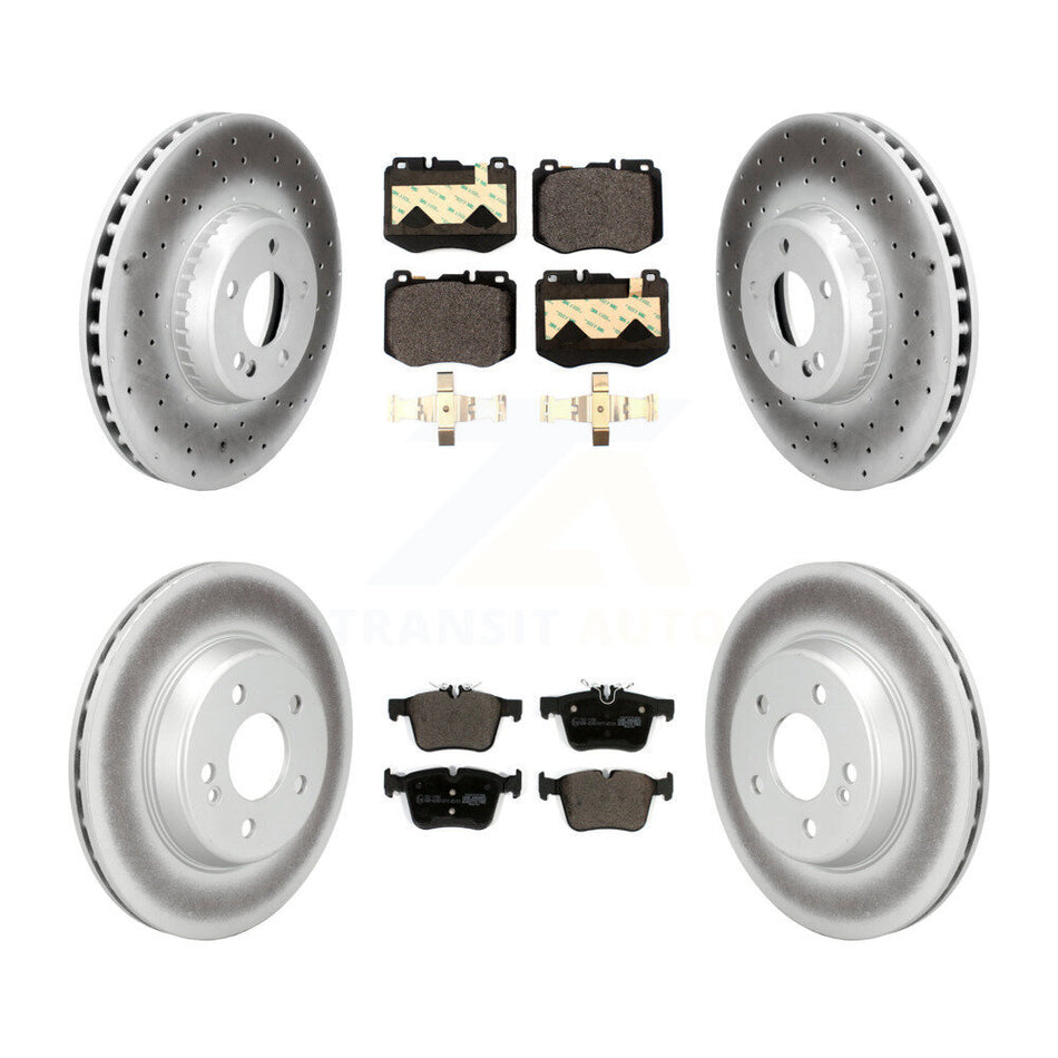 Front Rear Coated Disc Brake Rotors And Ceramic Pad Kit For Mercedes-Benz C300 C400 C350e KGT-104363
