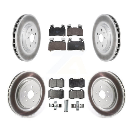 Front Rear Coated Disc Brake Rotors And Ceramic Pad Kit For 2010-2015 Chevrolet Camaro SS KGT-104382