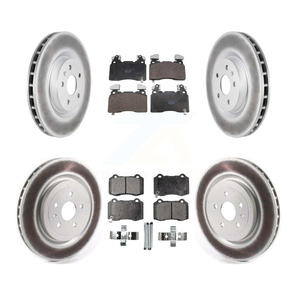 Front Rear Coated Disc Brake Rotors And Ceramic Pad Kit For 2010-2015 Chevrolet Camaro SS KGT-104382