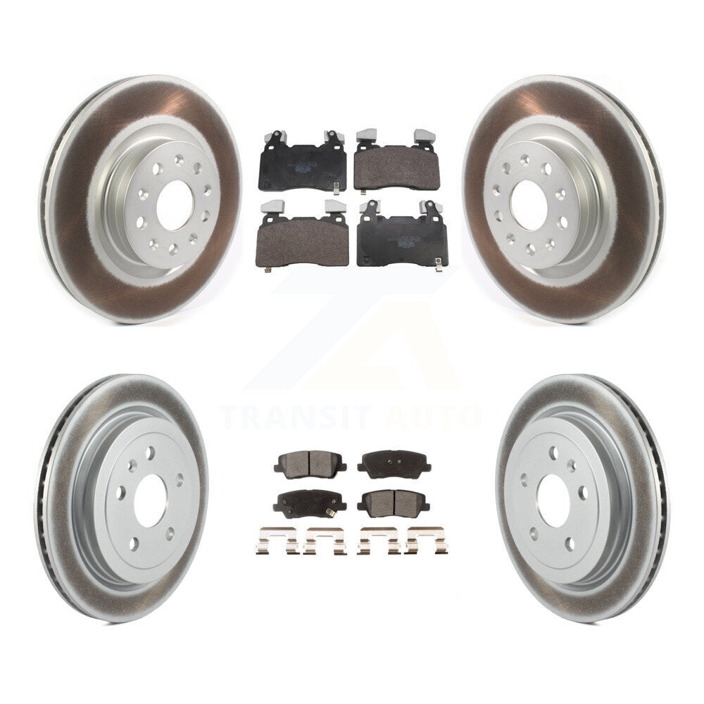 Front Rear Coated Disc Brake Rotors And Ceramic Pads Kit For Cadillac CTS KGT-104383
