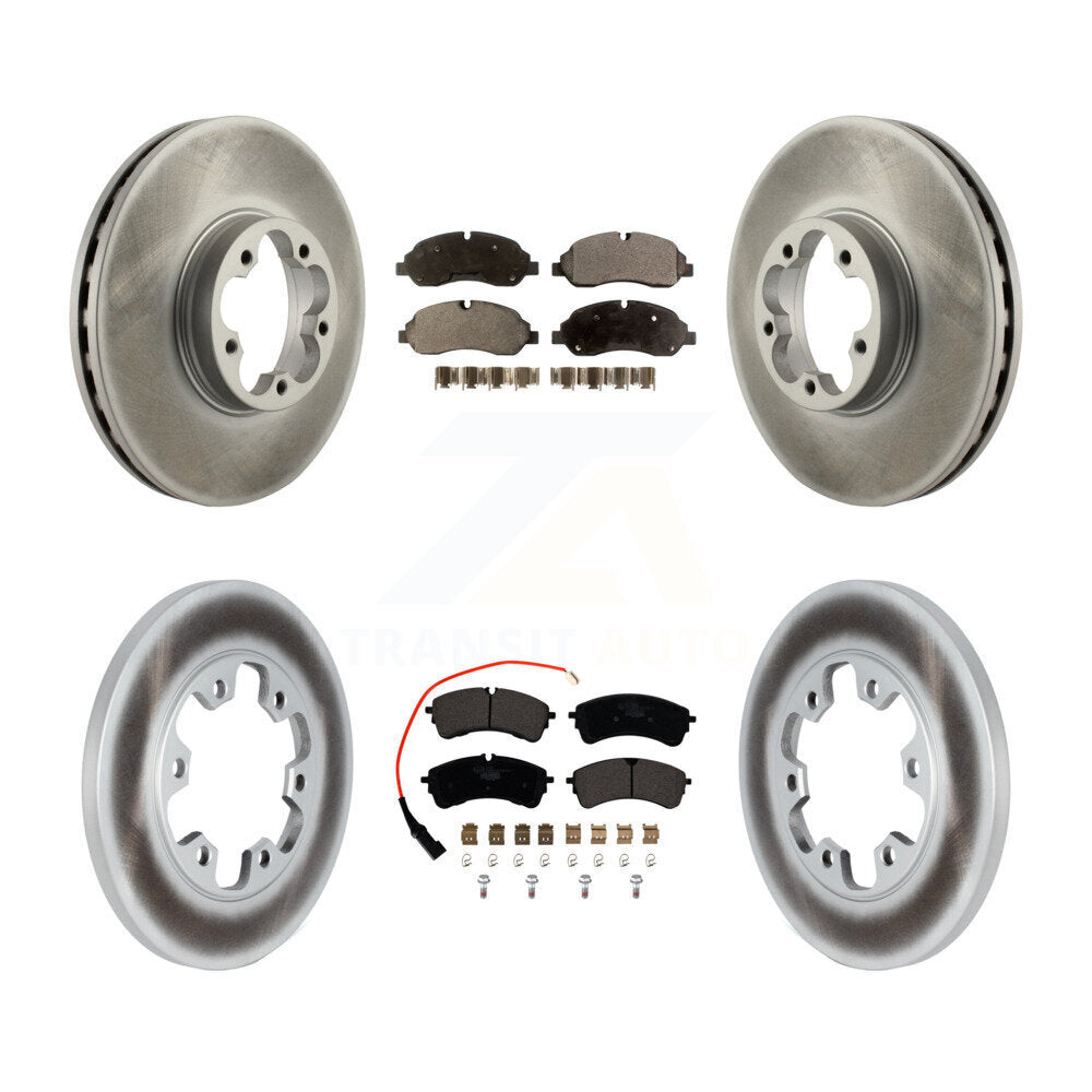 Front Rear Coated Disc Brake Rotors And Ceramic Pads Kit For 2023 Ford Transit-350 HD RWD KGT-104389