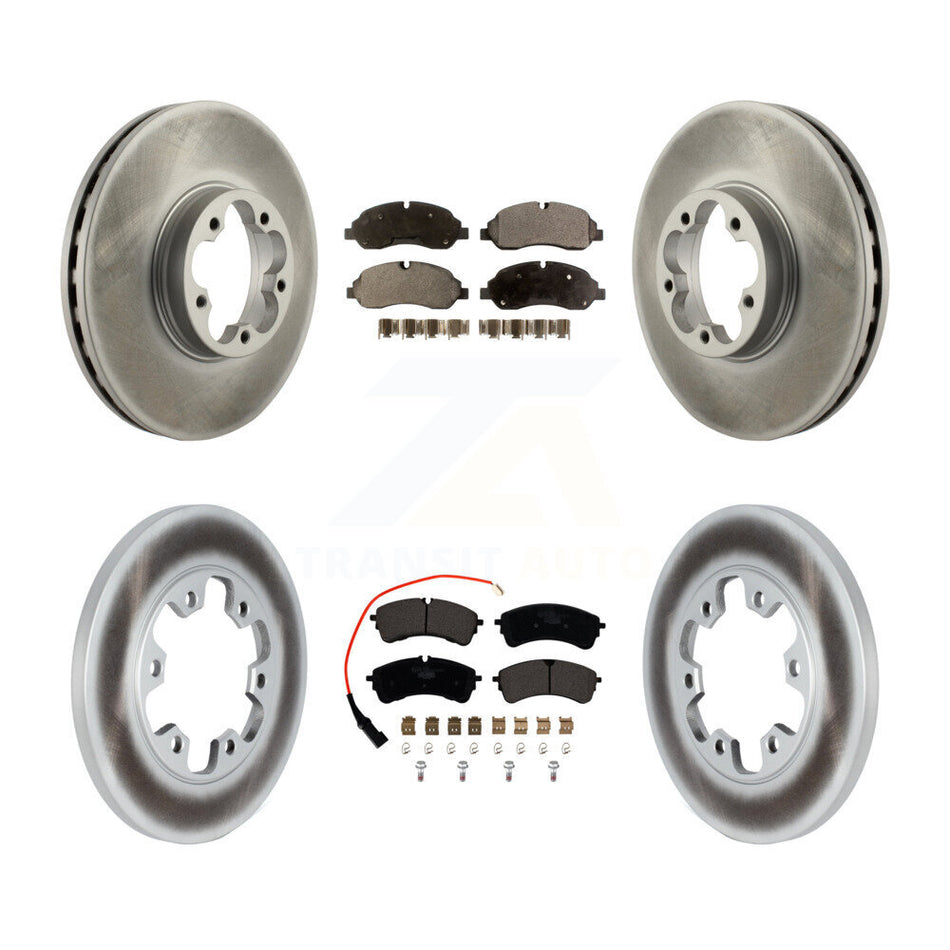 Front Rear Coated Disc Brake Rotors And Ceramic Pads Kit For 2023 Ford Transit-350 HD RWD KGT-104389