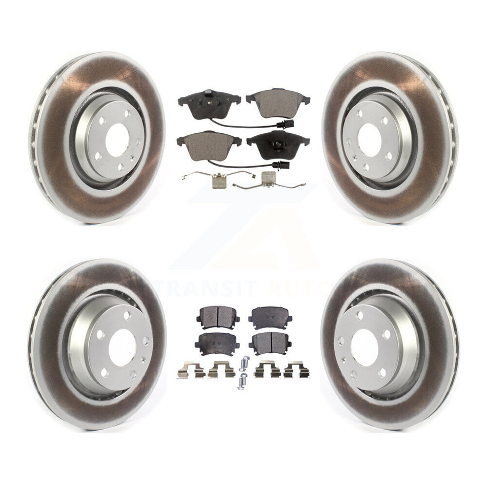 Front Rear Coated Disc Brake Rotors And Ceramic Pads Kit For 2010-2015 Audi TTS Quattro KGT-104394