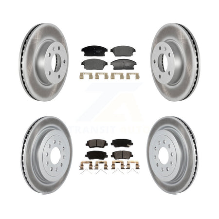 Front Rear Coated Disc Brake Rotors And Ceramic Pads Kit For 2018 Cadillac ATS Base KGT-104399