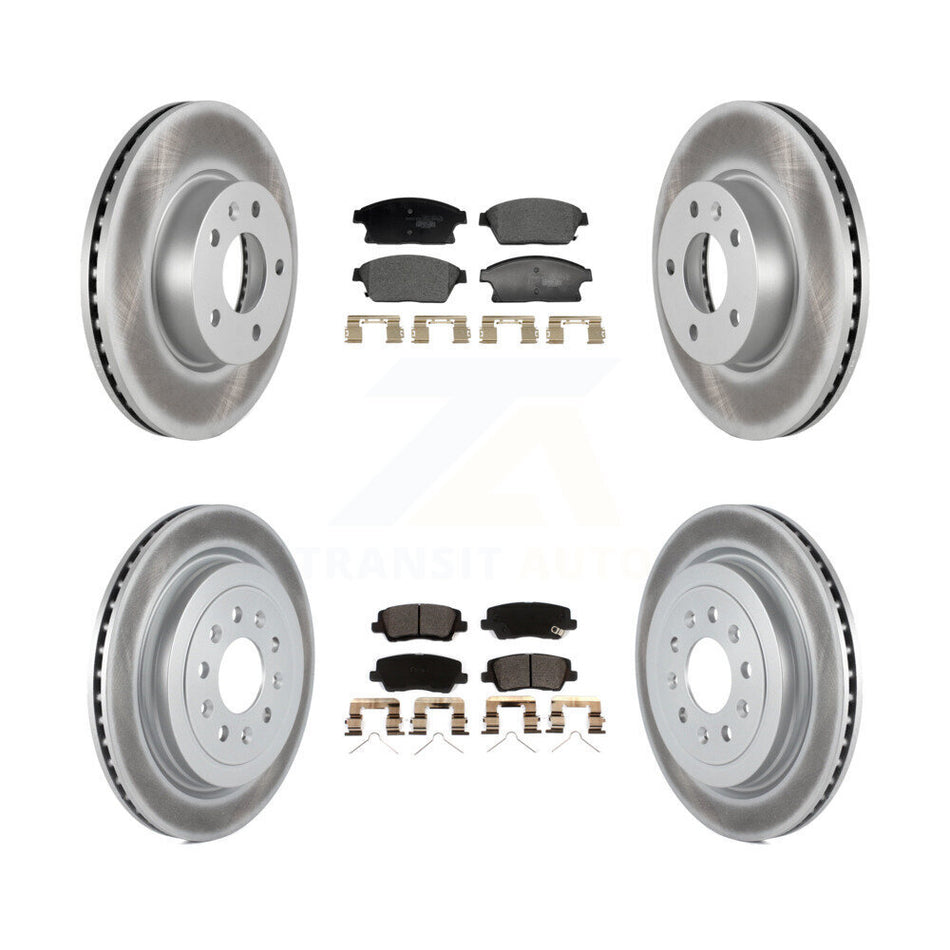 Front Rear Coated Disc Brake Rotors And Ceramic Pads Kit For 2018 Cadillac ATS Base KGT-104399