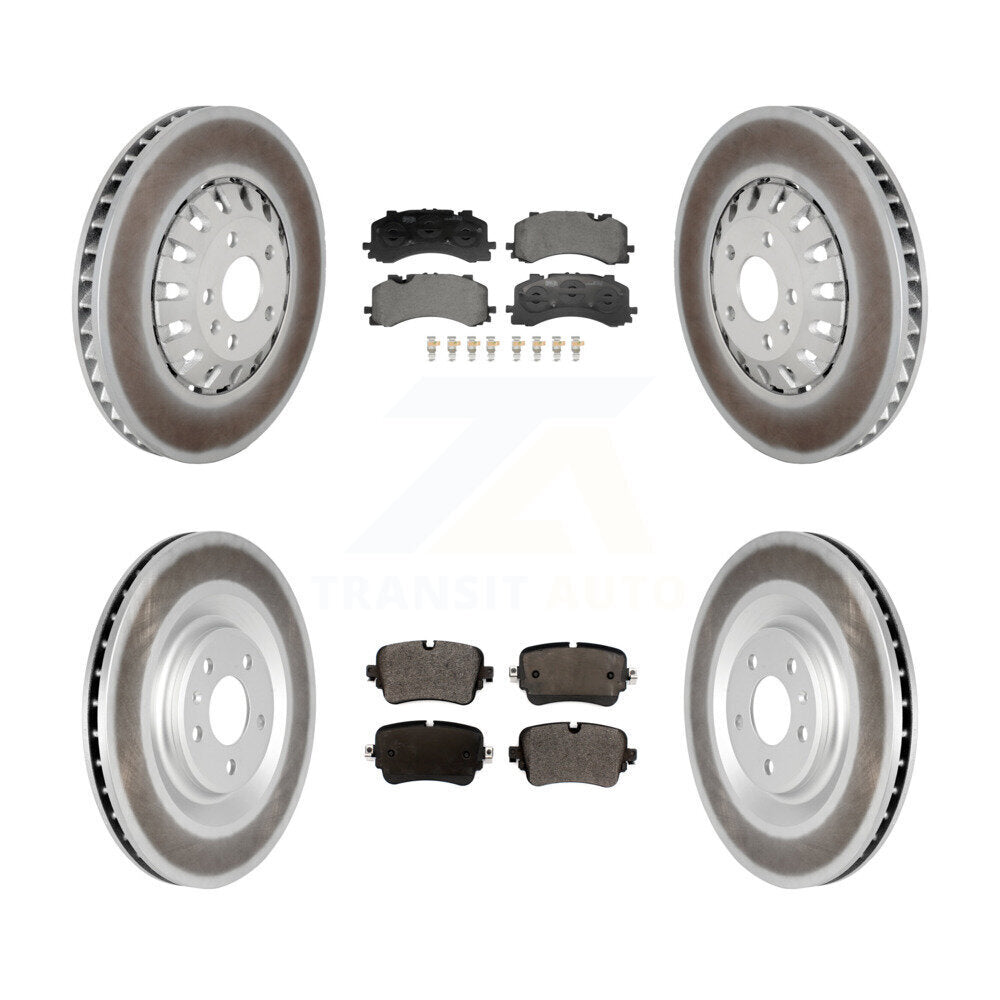 Front Rear Coated Disc Brake Rotors And Ceramic Pads Kit For 2019 Audi A8 Quattro 4.0L KGT-104411
