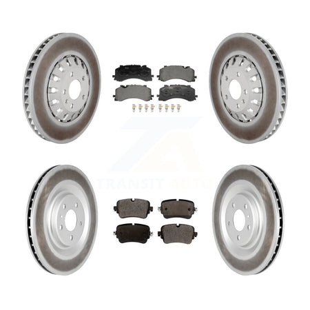 Front Rear Coated Disc Brake Rotors And Ceramic Pads Kit For 2019 Audi A8 Quattro 4.0L KGT-104411