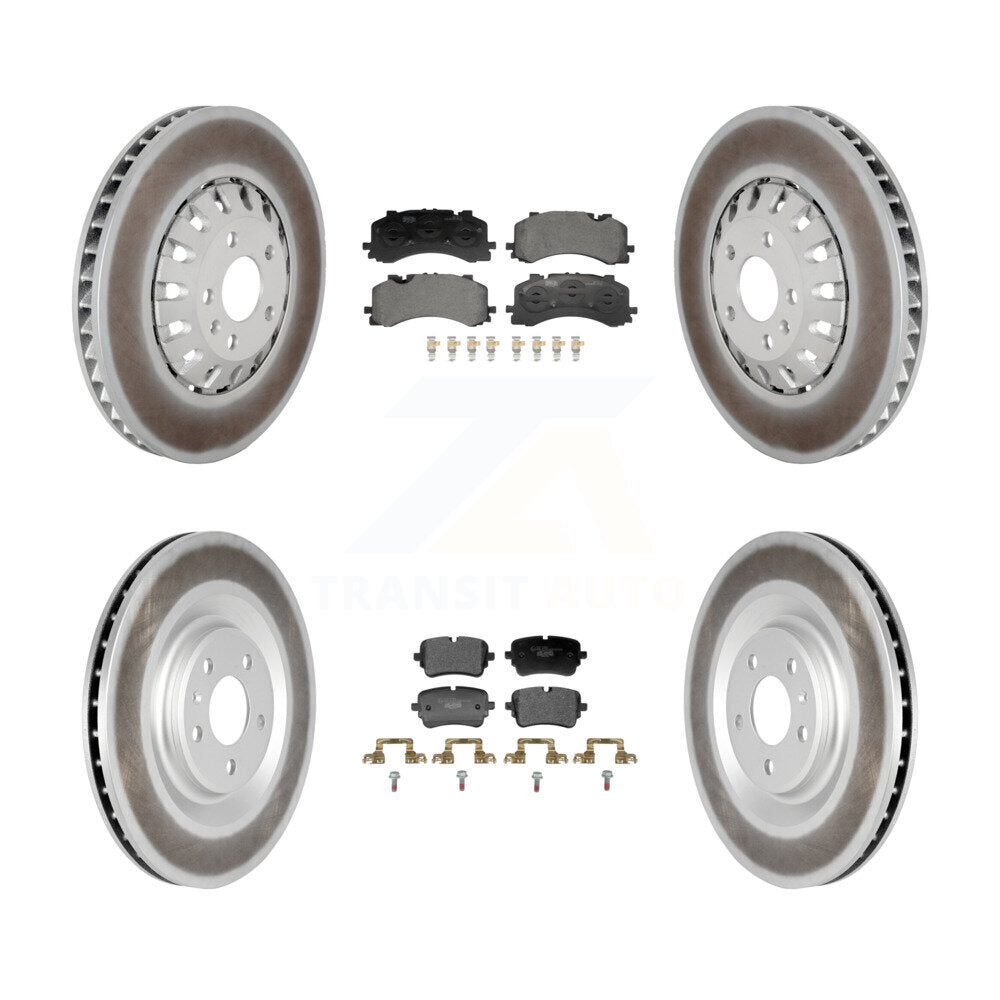Front Rear Coated Disc Brake Rotors And Ceramic Pads Kit For 2021 Audi A8 Quattro 4.0L KGT-104413