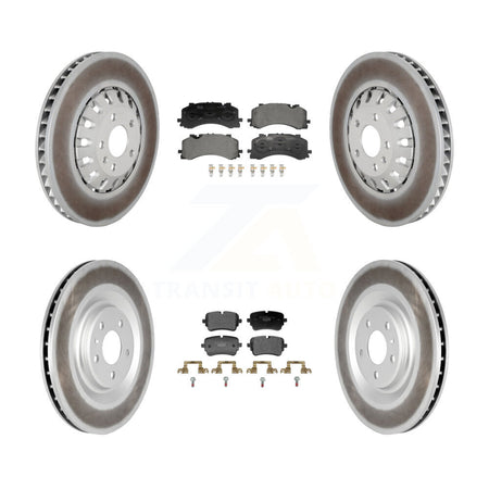 Front Rear Coated Disc Brake Rotors And Ceramic Pads Kit For 2021 Audi A8 Quattro 4.0L KGT-104413