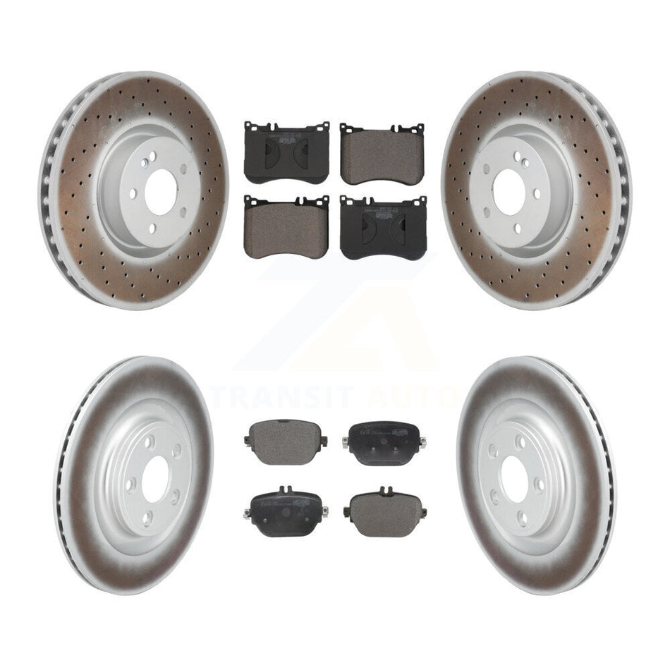 Front Rear Coated Disc Brake Rotors And Ceramic Pads Kit For Mercedes-Benz E53 AMG KGT-104417