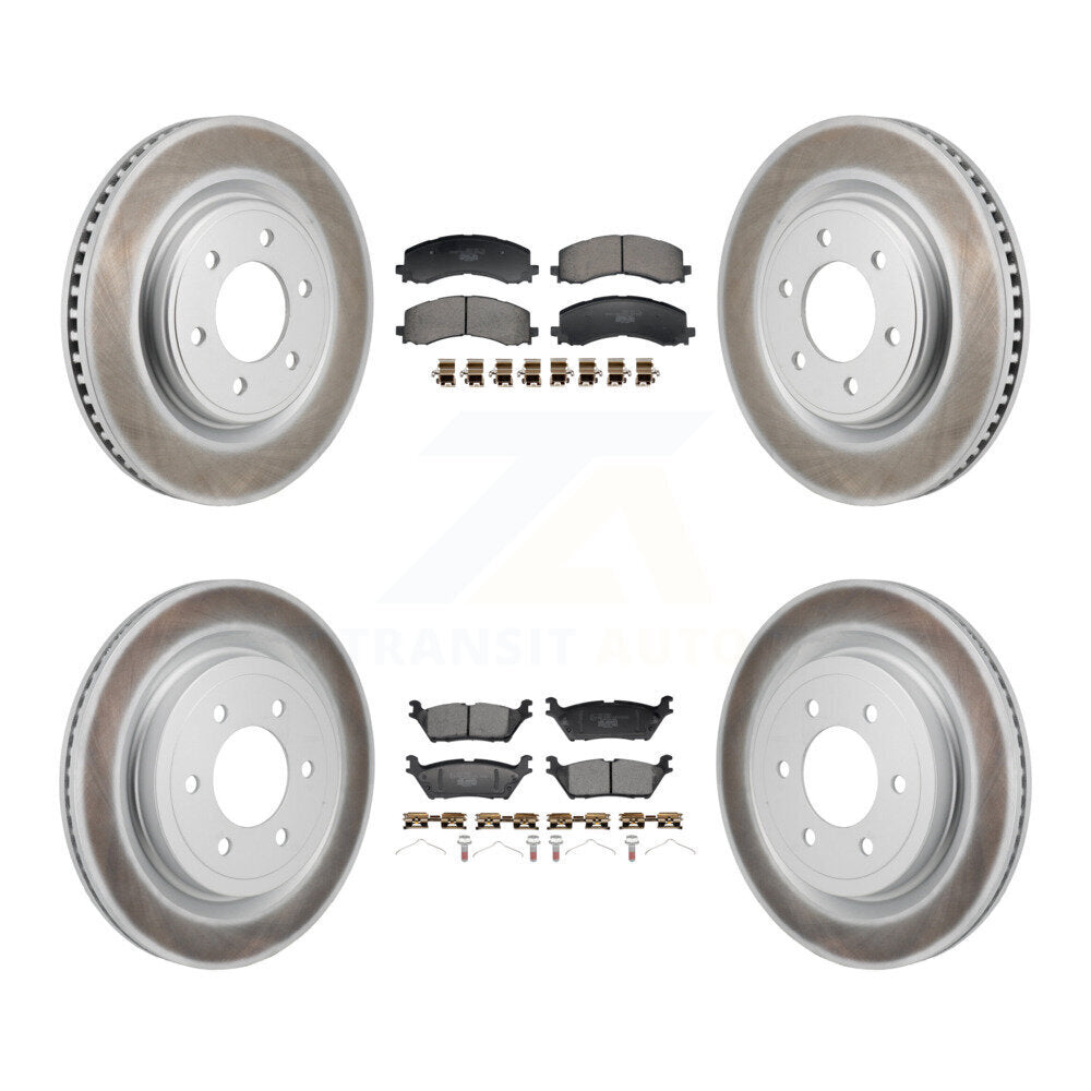 Front Rear Coat Brake Rotor Ceramic Pad Kit For Ford F-150 With 350mm Diameter KGT-104419