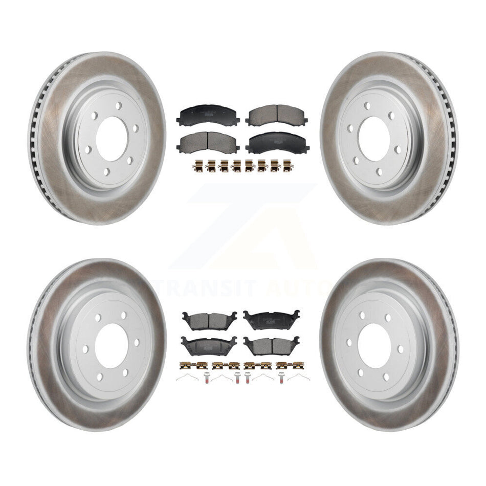 Front Rear Coat Brake Rotor Ceramic Pad Kit For Ford F-150 With 350mm Diameter KGT-104419
