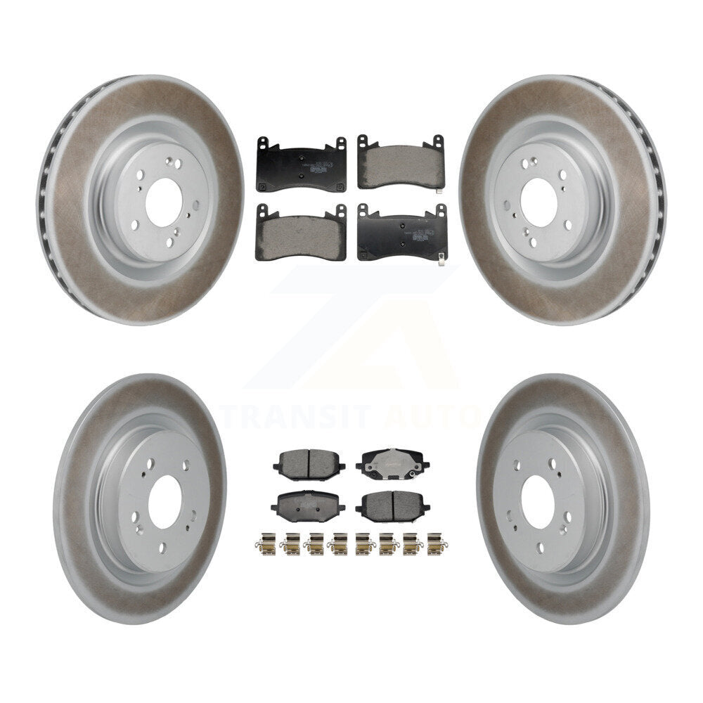Front Rear Coated Disc Brake Rotors And Ceramic Pads Kit For 2022-2023 Acura MDX 3.0L KGT-104425