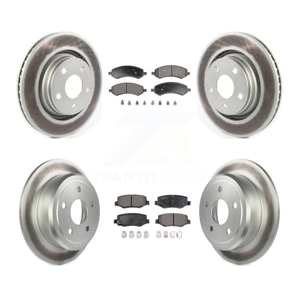 Front Rear Coated Disc Brake Rotors And Ceramic Pads Kit For Jeep Wrangler JK KGT-104426