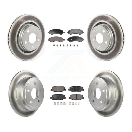 Front Rear Coated Disc Brake Rotors And Ceramic Pads Kit For Jeep Wrangler JK KGT-104426