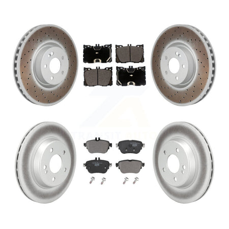 Front Rear Coated Disc Brake Rotors And Ceramic Pads Kit For Mercedes-Benz E300 E350 KGT-104429