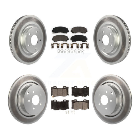 Front Rear Coat Brake Rotor Ceramic Pad Kit For INFINITI Q50 Q60 With Dual Piston Caliper KGT-104431