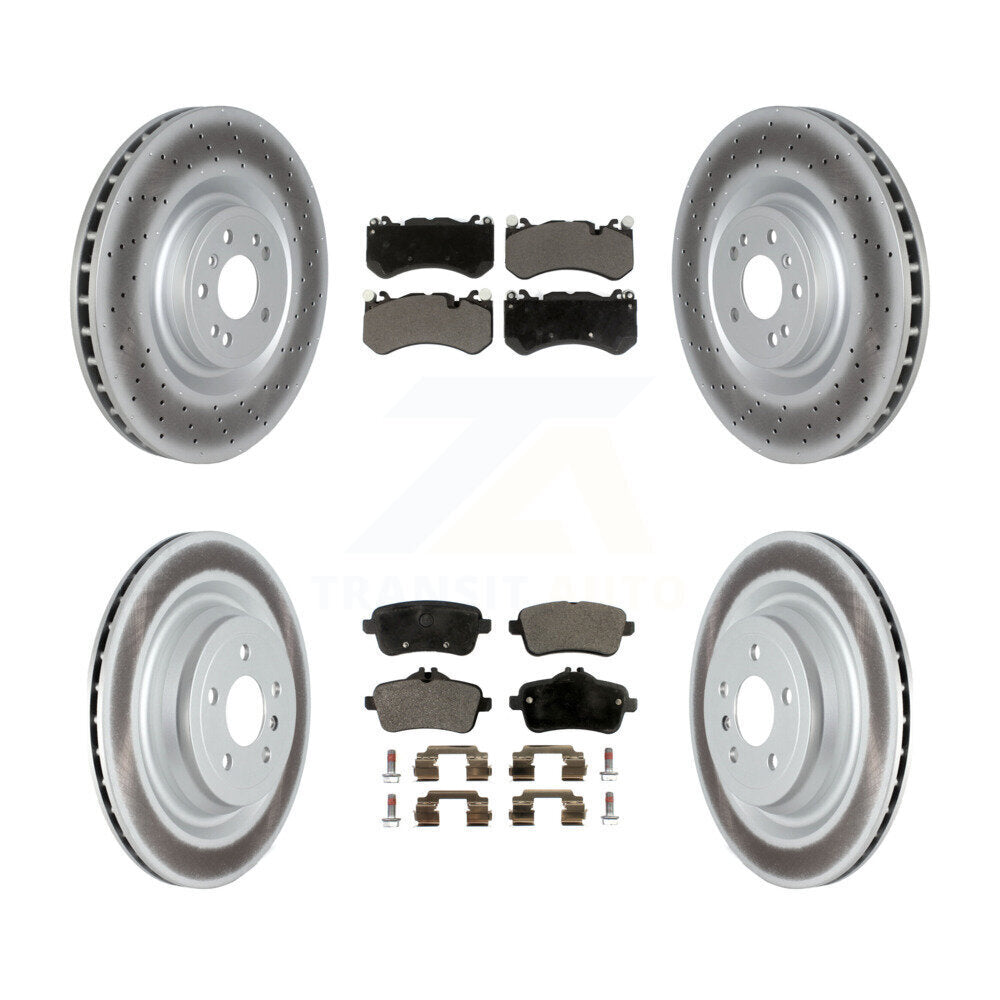 Front Rear Coated Disc Brake Rotors And Ceramic Pads Kit For Mercedes-Benz ML63 AMG KGT-104436