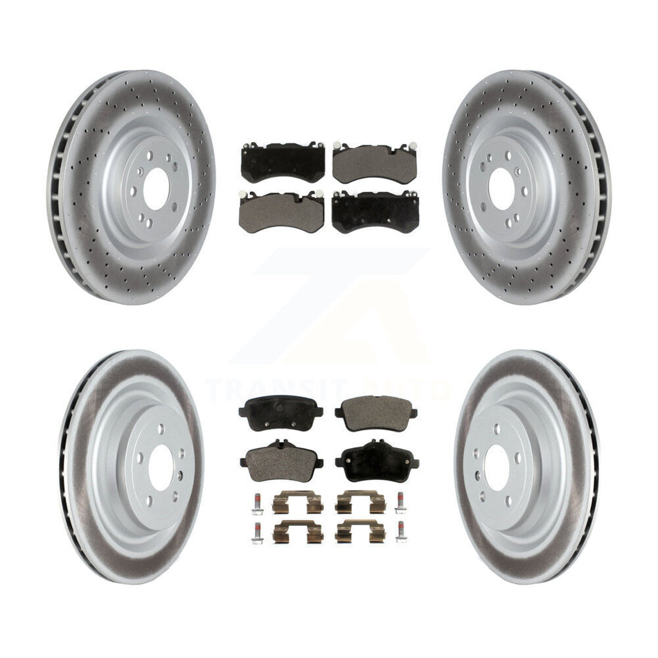 Front Rear Coated Disc Brake Rotors And Ceramic Pads Kit For Mercedes-Benz ML63 AMG KGT-104436