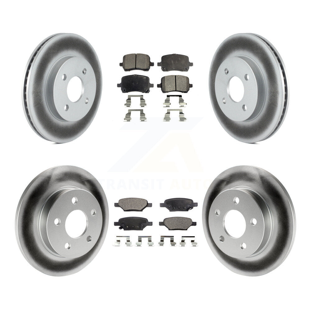 Front Rear Coated Brake Rotor & Ceramic Pad Kit For 2007-2008 Pontiac G5 Disc rear brakes KGT-104445