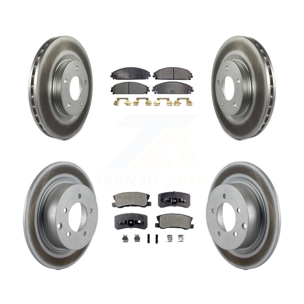 Front Rear Coated Disc Brake Rotors And Ceramic Pad Kit For 2008-2009 Dodge Caliber SRT-4 KGT-104447