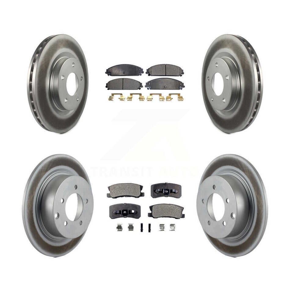 Front Rear Coated Disc Brake Rotors And Ceramic Pad Kit For 2008-2009 Dodge Caliber SRT-4 KGT-104447