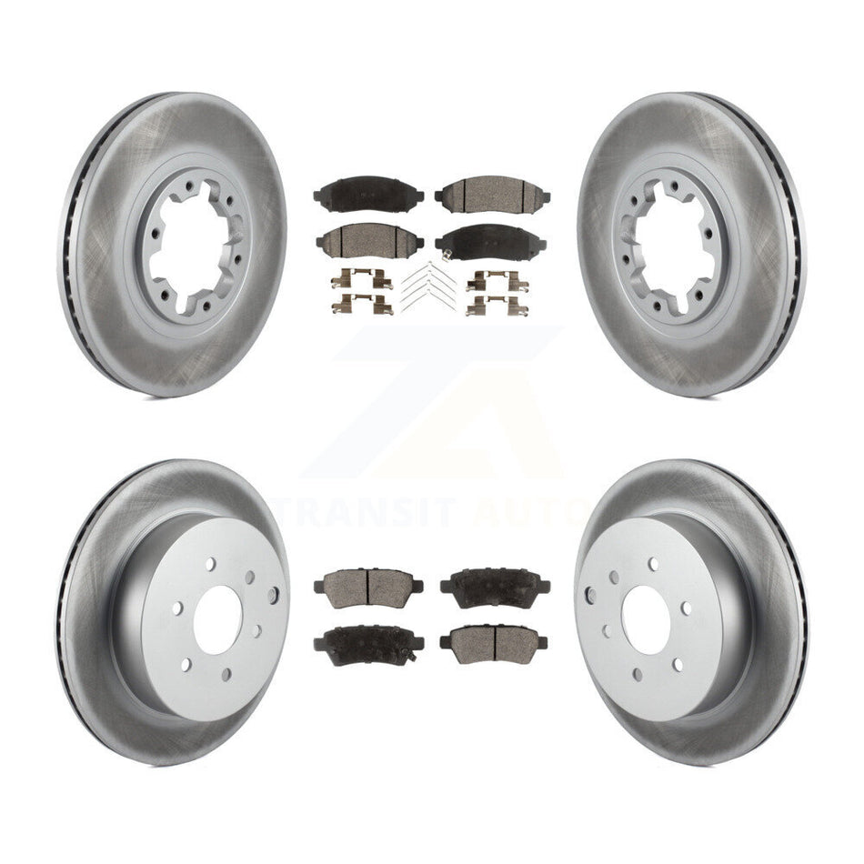 Front Rear Coated Disc Brake Rotors Ceramic Pad Kit For 2004 Nissan Pathfinder From 08 04 KGT-104460