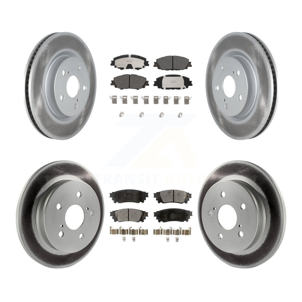 Front Rear Coated Disc Brake Rotors And Ceramic Pads Kit For 2023 Toyota Prius AWD KGT-104462
