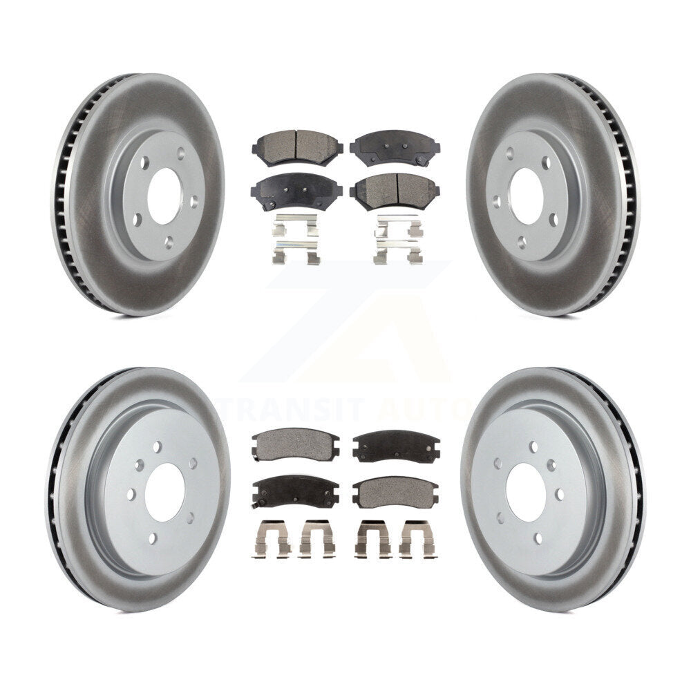 Front Rear Coated Brake Rotor Ceramic Pad Kit For 2004 Cadillac Seville With Vented KGT-104463