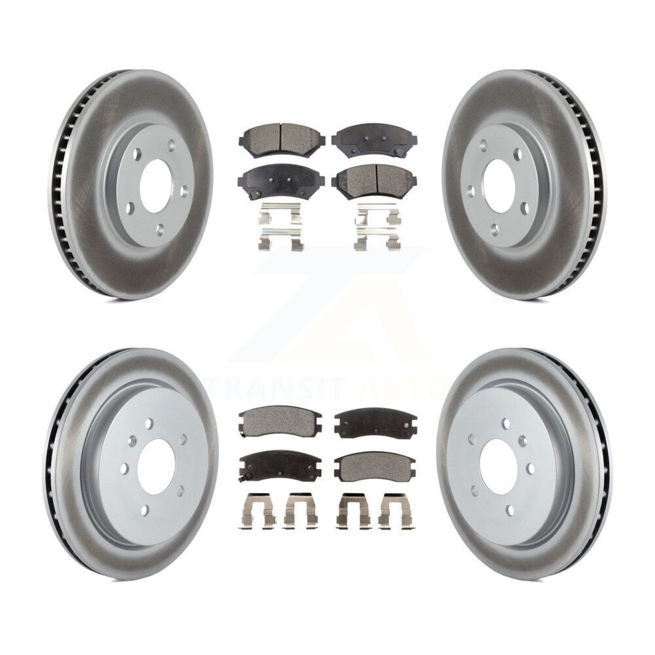 Front Rear Coated Brake Rotor Ceramic Pad Kit For 2004 Cadillac Seville With Vented KGT-104463
