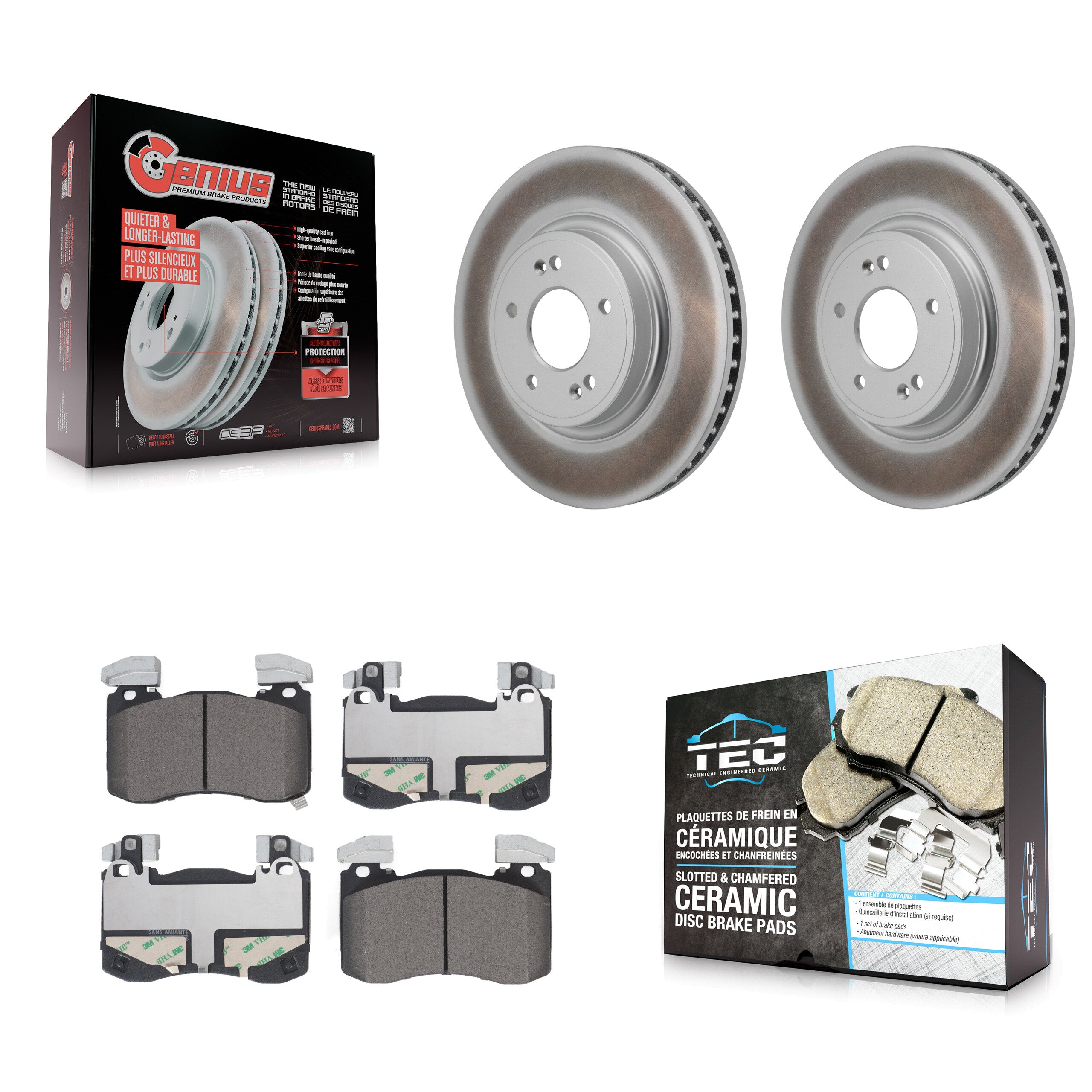 Front Coat Disc Brake Rotors Ceramic Pad Kit For 2023 Genesis G70 2.0L With Brembo Brakes KGT-104466