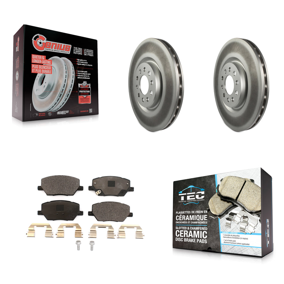 Front Coated Disc Brake Rotors And Ceramic Pads Kit For 2023 Jeep Compass Dodge Hornet KGT-104468