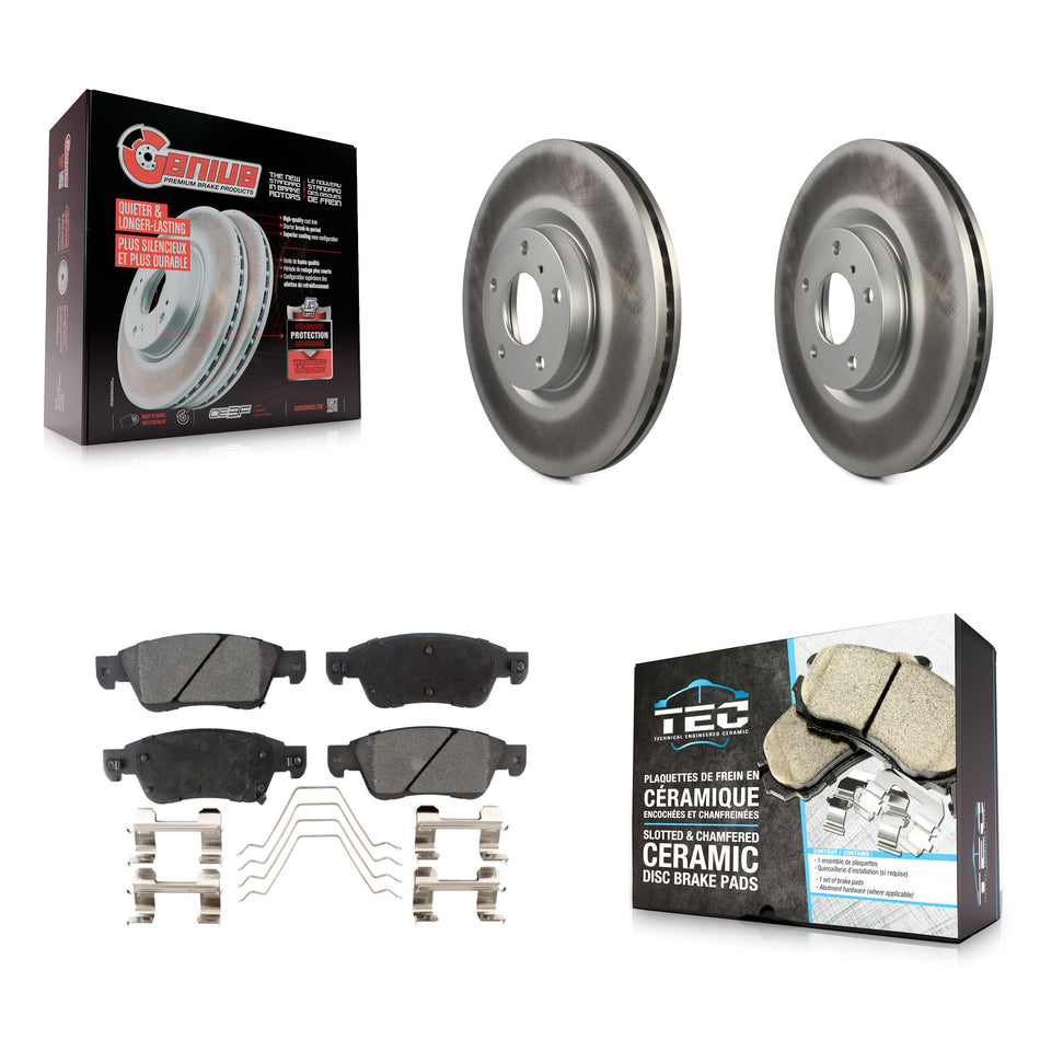 Front Coated Brake Rotor Ceramic Pad Kit For 2009-2013 INFINITI G37 Without Brembo Brakes KGT-104473