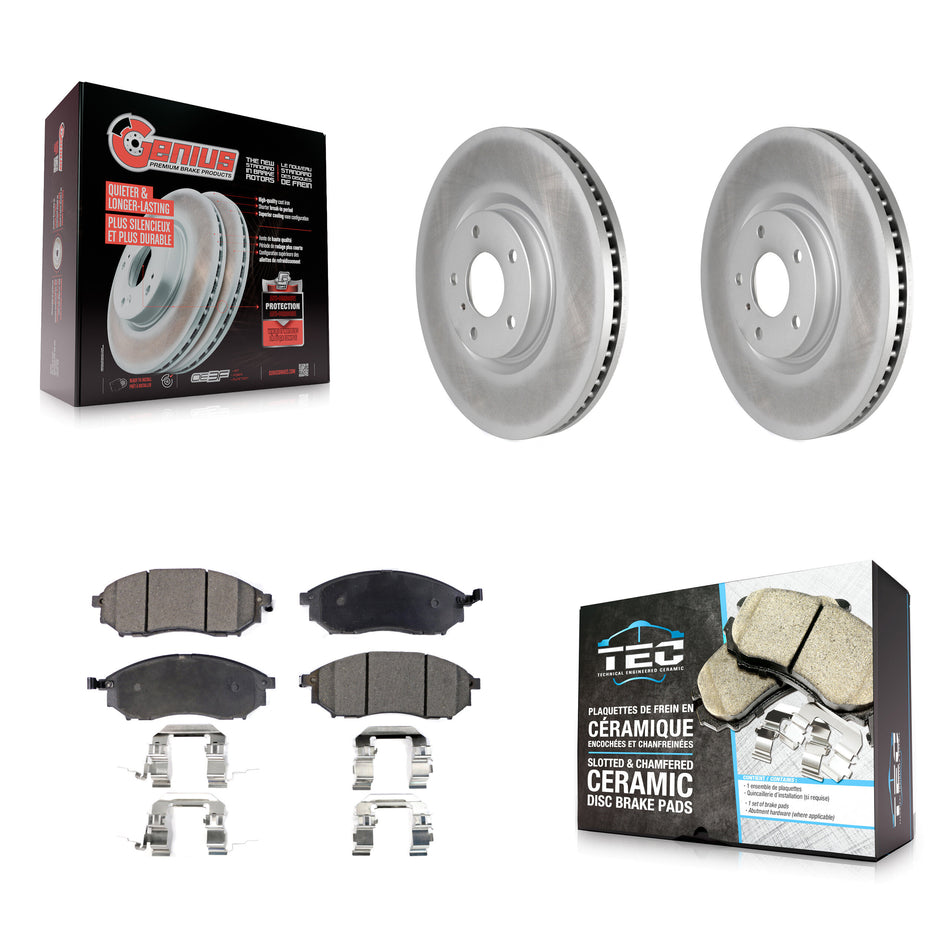 Front Coated Brake Rotor Ceramic Pad Kit For 2009-2013 INFINITI G37 Without Brembo Brakes KGT-104474