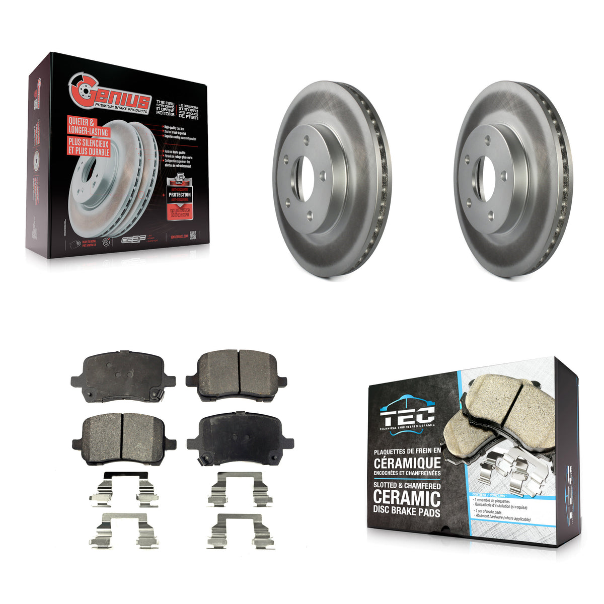 Front Coated Disc Brake Rotor & Ceramic Pad Kit For 2007-2008 Pontiac G5 rear brakes KGT-104476