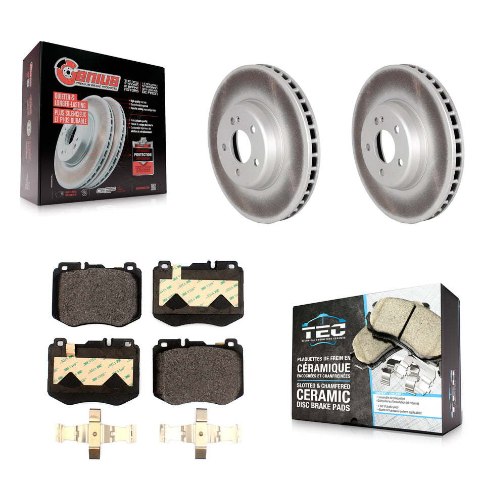 Front Coat Brake Rotor Ceramic Pad Kit For 18-19 Mercedes-Benz E300 Without Sport Package KGT-104478