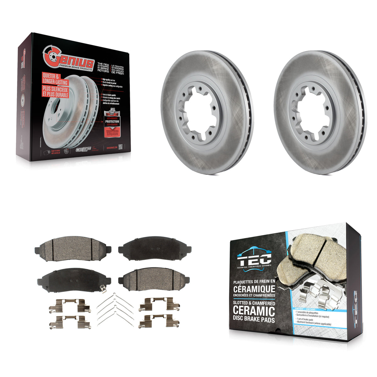 Front Coated Disc Brake Rotors And Ceramic Pads Kit For 2004 Nissan Pathfinder From 08 04 KGT-104485