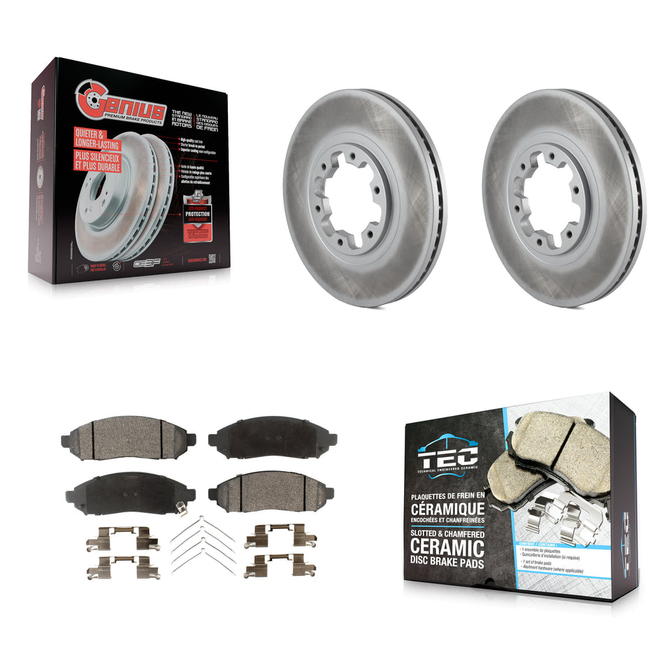 Front Coated Disc Brake Rotors And Ceramic Pads Kit For 2004 Nissan Pathfinder From 08 04 KGT-104485