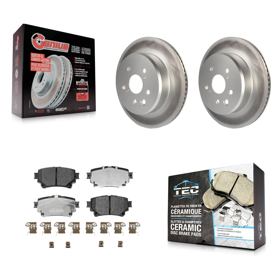 Rear Coated Disc Brake Rotors And Ceramic Pads Kit For 2021 Lexus IS350 RC350 RC300 KGT-104489