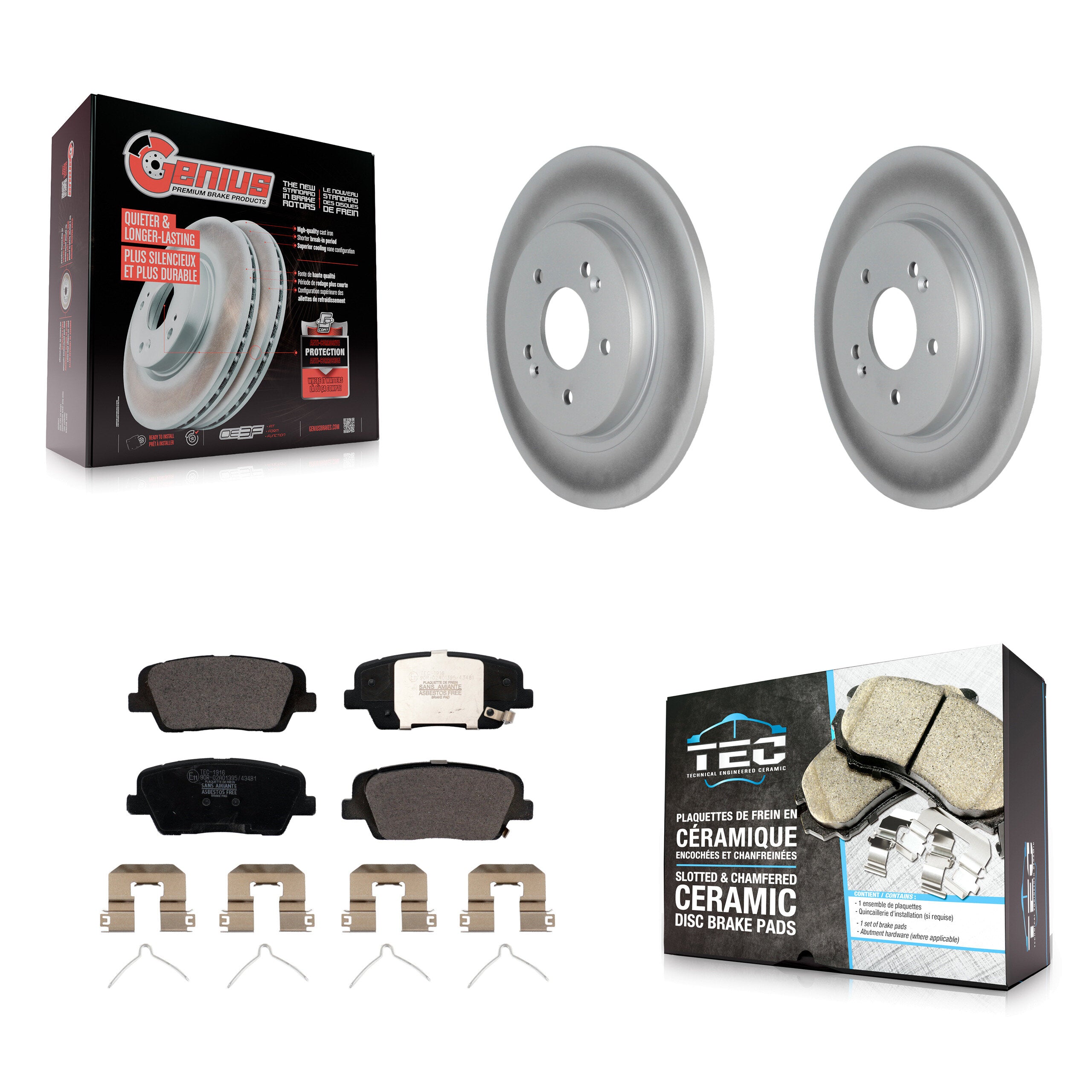 Rear Coat Brake Rotor Ceramic Pad Kit For Hyundai Santa Fe With Dual Piston Front Caliper KGT-104493