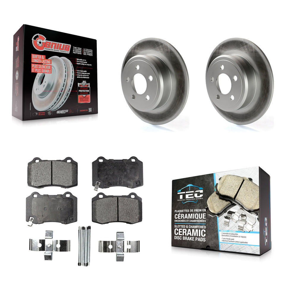 Rear Coated Brake Rotor Ceramic Pad Kit For Chrysler 300 RWD with 3.6L With Brembo Brakes KGT-104496