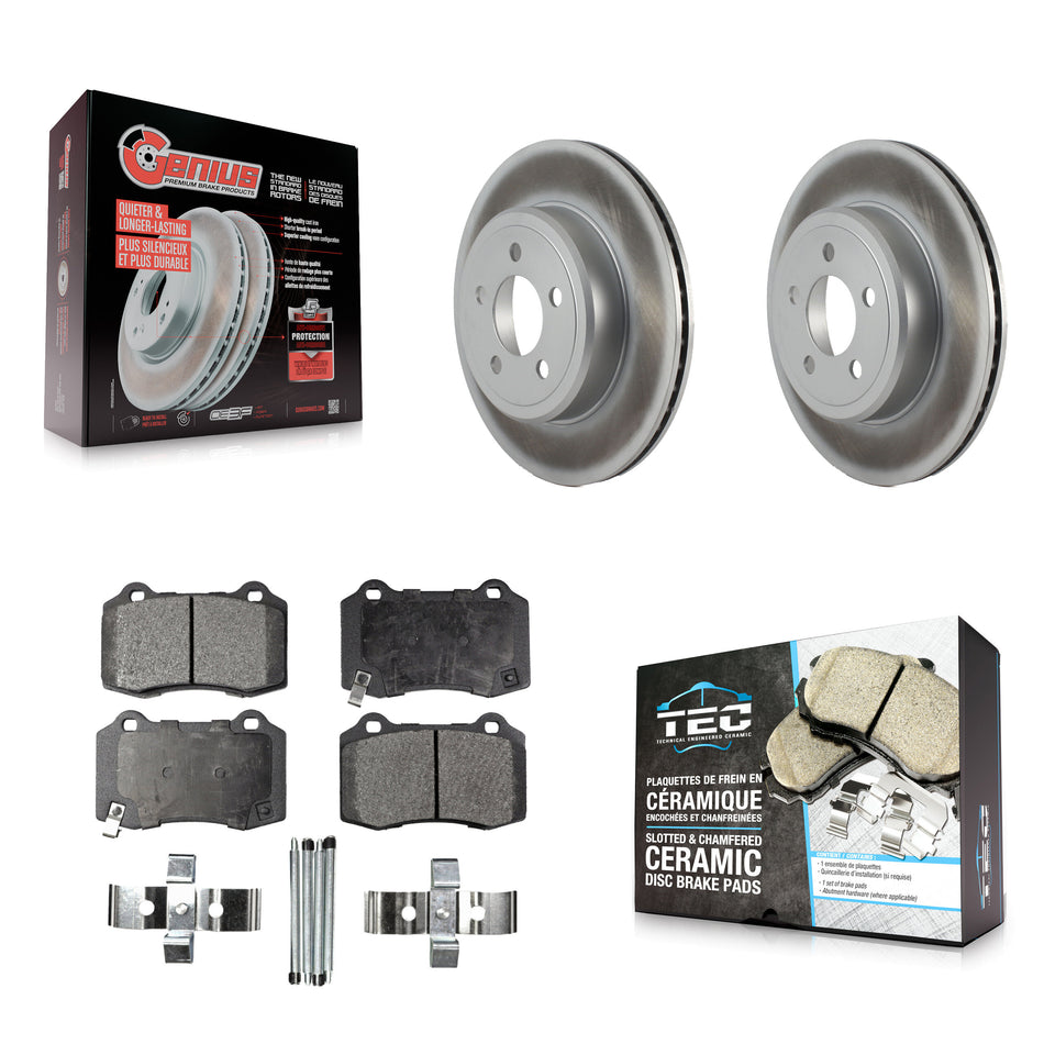 Rear Coated Disc Brake Rotors And Ceramic Pads Kit For Chrysler 300 With Brembo Brakes KGT-104497