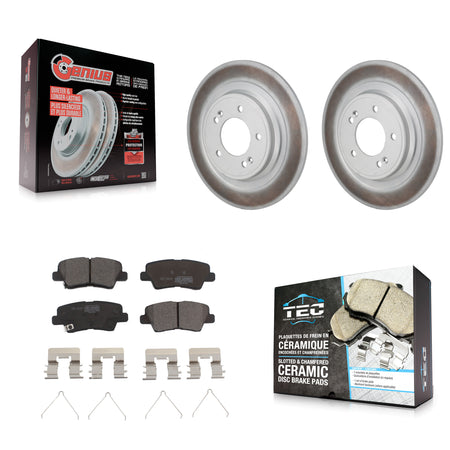 Rear Coated Disc Brake Rotors And Ceramic Pads Kit For 2024 Hyundai Kona Electric KGT-104498