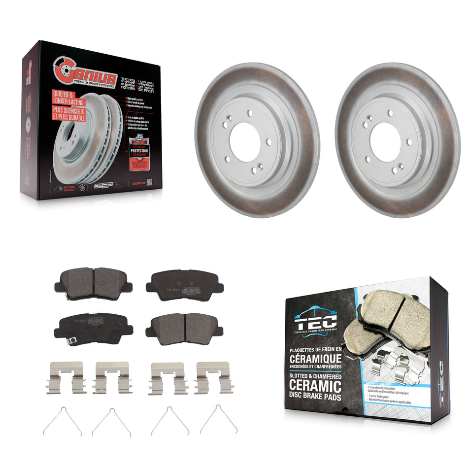 Rear Coated Disc Brake Rotors And Ceramic Pads Kit For 2024 Hyundai Kona Electric KGT-104498