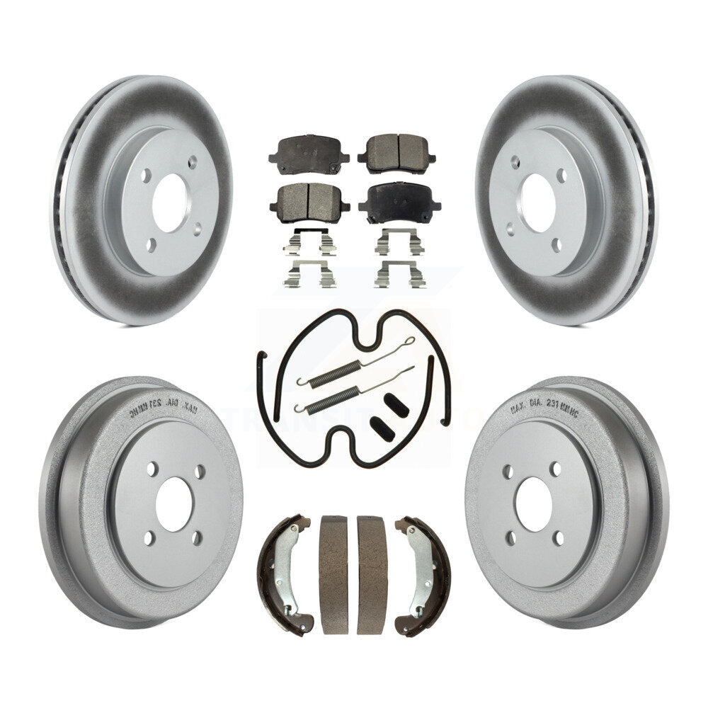 Front Rear Coated Brake Rotors Ceramic Pad Drum Kit (7Pc) For Pontiac G5 Disc rear brakes KGT-104503